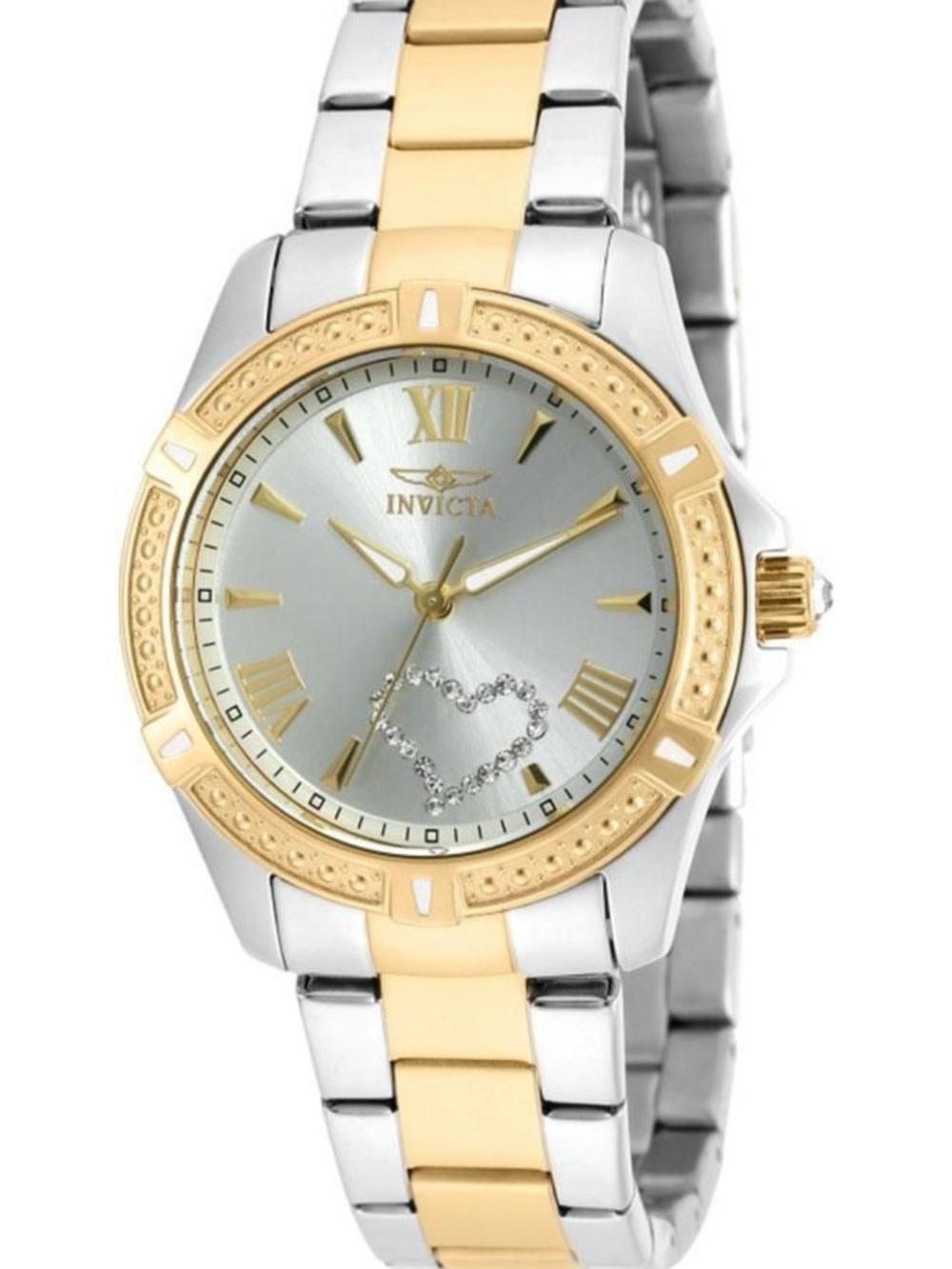 Invicta Two-Tone Silver and Gold Women's Bracelet Watch with Crystal Accent